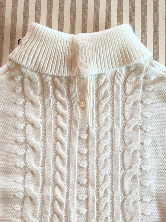 Janie And Jack Sweater Poncho Girls 4 White Cable Knit Pullover Shawl - Picture 5 of 6